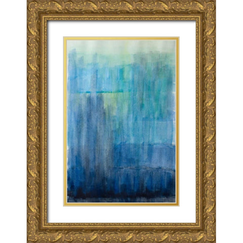 Blue Ice Gold Ornate Wood Framed Art Print with Double Matting by Pinto, Patricia