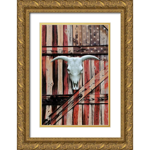 All American Gold Ornate Wood Framed Art Print with Double Matting by Peck, Gail