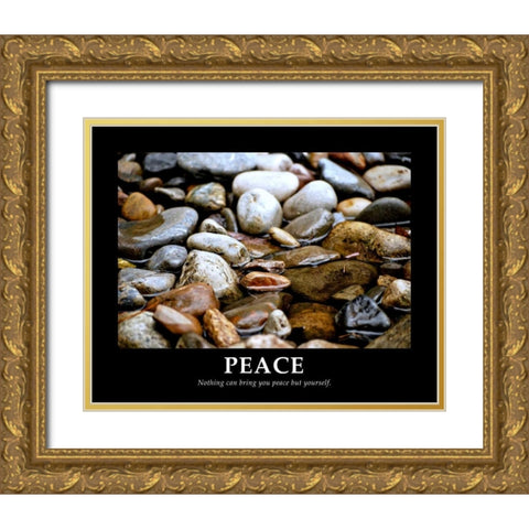 Peace Gold Ornate Wood Framed Art Print with Double Matting by Peck, Gail