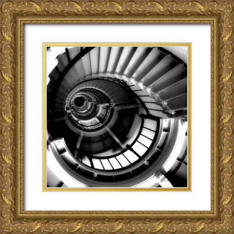 Spiral Staircase Gold Ornate Wood Framed Art Print with Double Matting by Peck, Gail