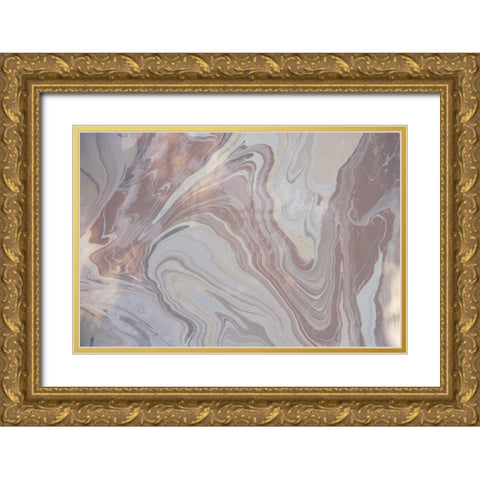 Purple Marbling Gold Ornate Wood Framed Art Print with Double Matting by Peck, Gail