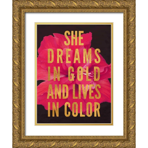 Dreams in Gold Gold Ornate Wood Framed Art Print with Double Matting by Peck, Gail