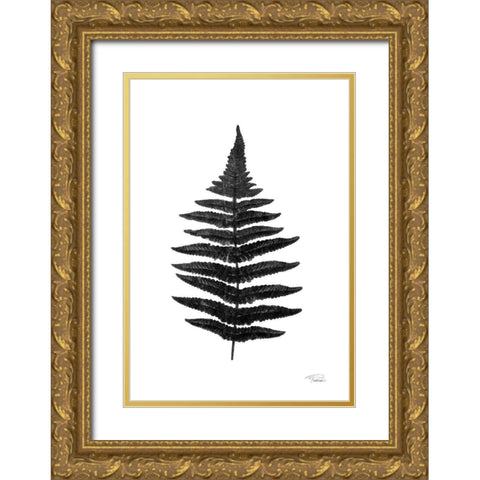Black Pressed Fern Gold Ornate Wood Framed Art Print with Double Matting by Pattinian, Merri