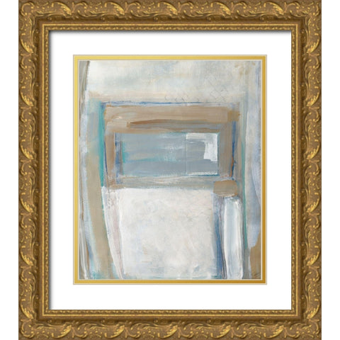 Grey Squares Rectangle I Gold Ornate Wood Framed Art Print with Double Matting by Pattinian, Merri