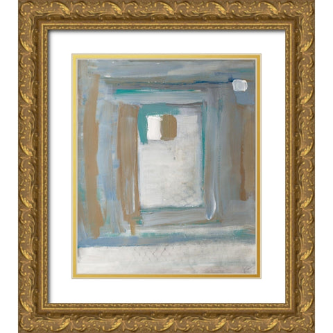 Grey Squares Rectangle II Gold Ornate Wood Framed Art Print with Double Matting by Pattinian, Merri