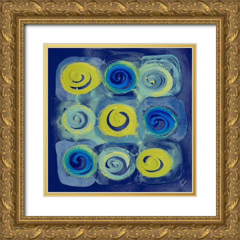 Indigo Modern Joy I Gold Ornate Wood Framed Art Print with Double Matting by Loreth, Lanie