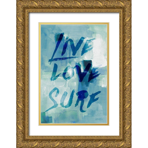 Blue Waves II Gold Ornate Wood Framed Art Print with Double Matting by Loreth, Lanie