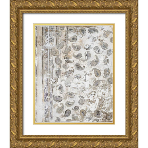 Antique Paisley Gold Ornate Wood Framed Art Print with Double Matting by Pinto, Patricia