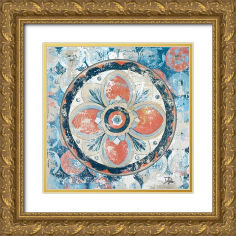 Old Portugese Hue on Circles Gold Ornate Wood Framed Art Print with Double Matting by Pinto, Patricia
