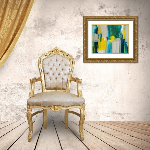 Revealing Teal I Gold Ornate Wood Framed Art Print with Double Matting by Loreth, Lanie