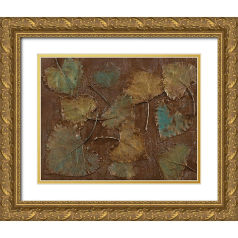 Abiquiu Leaves Gold Ornate Wood Framed Art Print with Double Matting by Loreth, Lanie