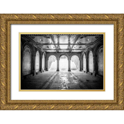 Bethesda Terrace Gold Ornate Wood Framed Art Print with Double Matting by Bill Carson Photography