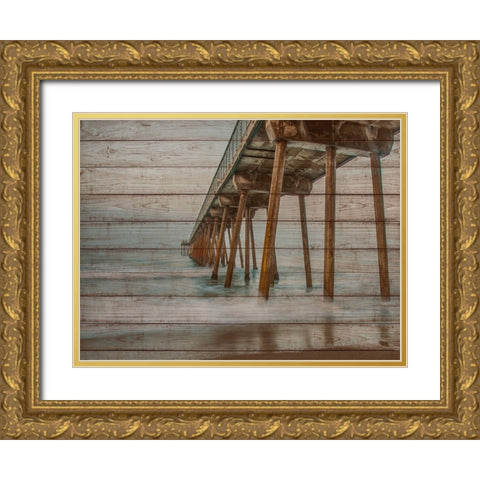 Pier on Wood I Gold Ornate Wood Framed Art Print with Double Matting by Bill Carson Photography
