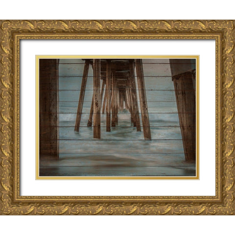 Pier on Wood II Gold Ornate Wood Framed Art Print with Double Matting by Bill Carson Photography