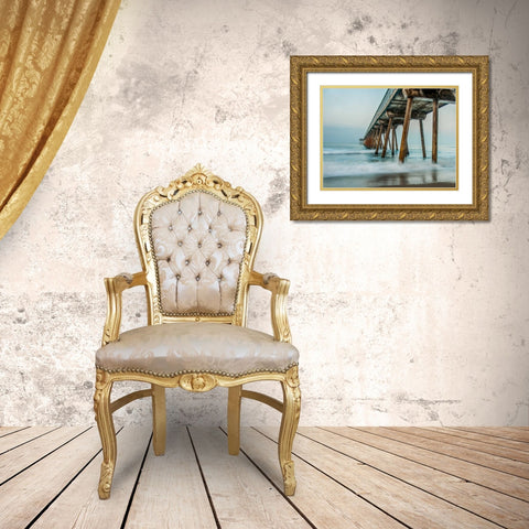 The Coastal Pier Gold Ornate Wood Framed Art Print with Double Matting by Bill Carson Photography