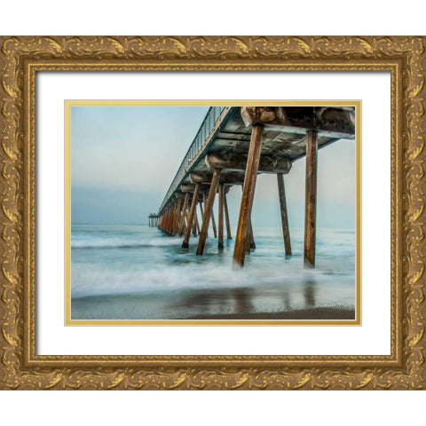 The Coastal Pier Gold Ornate Wood Framed Art Print with Double Matting by Bill Carson Photography