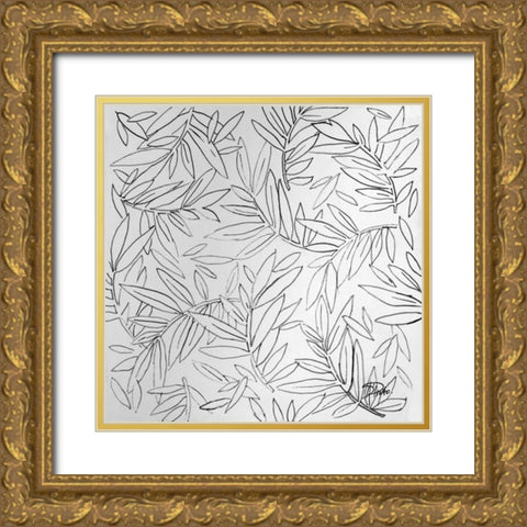 Leaves and Branches Gold Ornate Wood Framed Art Print with Double Matting by Pinto, Patricia