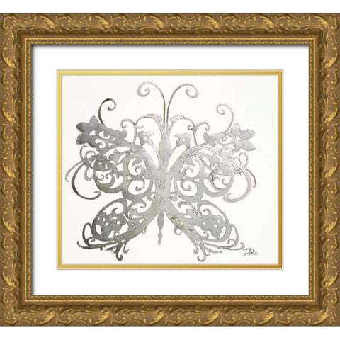 Silver Butterfly (Philigrana) Gold Ornate Wood Framed Art Print with Double Matting by Pinto, Patricia