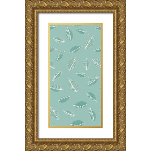 Leaf Toss Pattern Gold Ornate Wood Framed Art Print with Double Matting by Gardner, Sarah