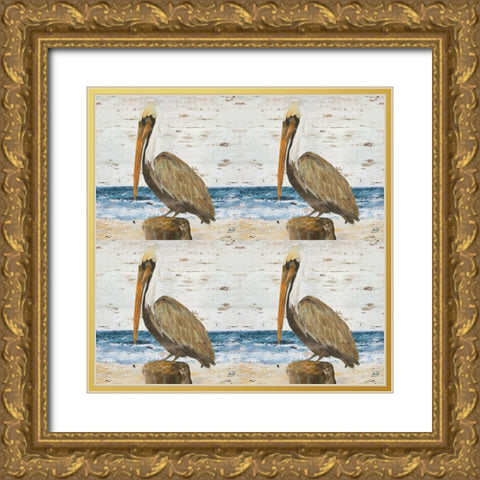 Pelican Square-4 Up Gold Ornate Wood Framed Art Print with Double Matting by DeRice, Julie