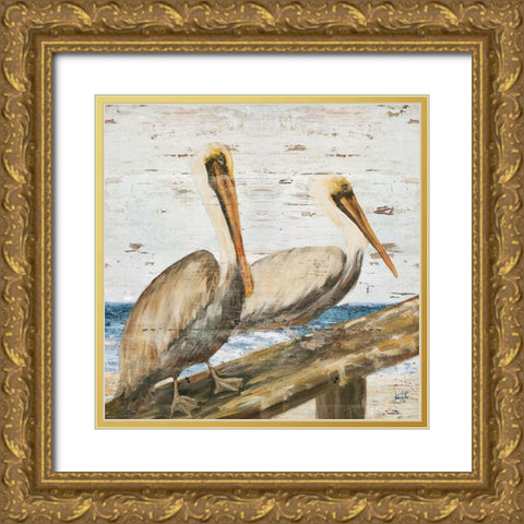 Pelican Square II Gold Ornate Wood Framed Art Print with Double Matting by DeRice, Julie