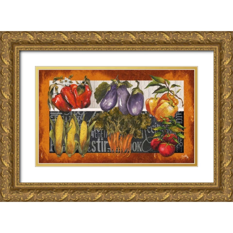 Vegetables Farm Fresh Gold Ornate Wood Framed Art Print with Double Matting by Medley, Elizabeth