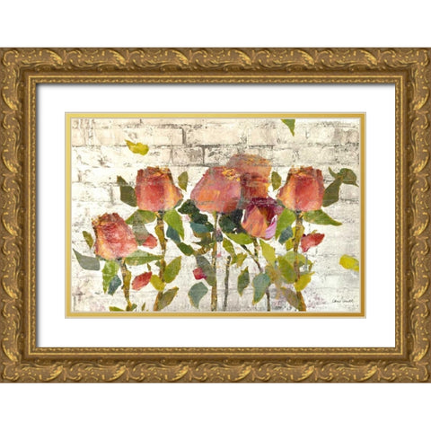 Garden Stems on Brick Gold Ornate Wood Framed Art Print with Double Matting by Loreth, Lanie