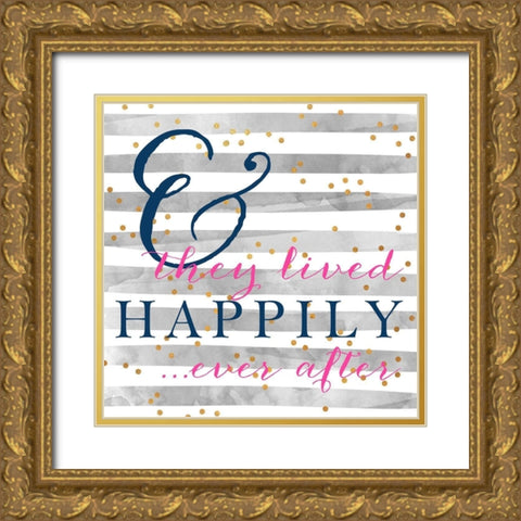 Happily Ever After Gold Ornate Wood Framed Art Print with Double Matting by SD Graphics Studio