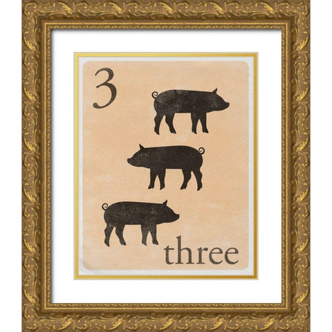 Count by Farm Animals III Gold Ornate Wood Framed Art Print with Double Matting by SD Graphics Studio