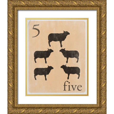 Count by Farm Animals V Gold Ornate Wood Framed Art Print with Double Matting by SD Graphics Studio