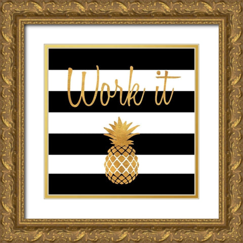 Work It Gold Ornate Wood Framed Art Print with Double Matting by SD Graphics Studio