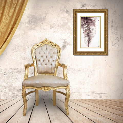 Muted Watercolor Plantain Leaves I Gold Ornate Wood Framed Art Print with Double Matting by Pinto, Patricia