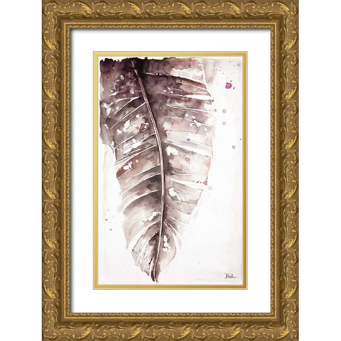 Muted Watercolor Plantain Leaves I Gold Ornate Wood Framed Art Print with Double Matting by Pinto, Patricia