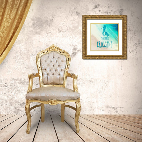Mermaid Crossing Gold Ornate Wood Framed Art Print with Double Matting by DeRice, Julie