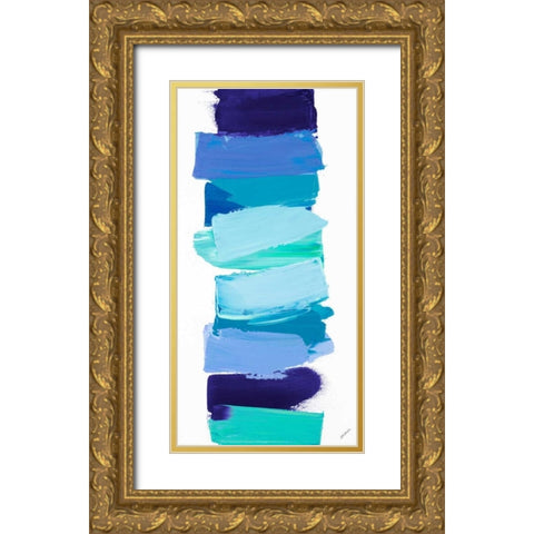 Ocean Blues Gold Ornate Wood Framed Art Print with Double Matting by Coolick, Ann Marie