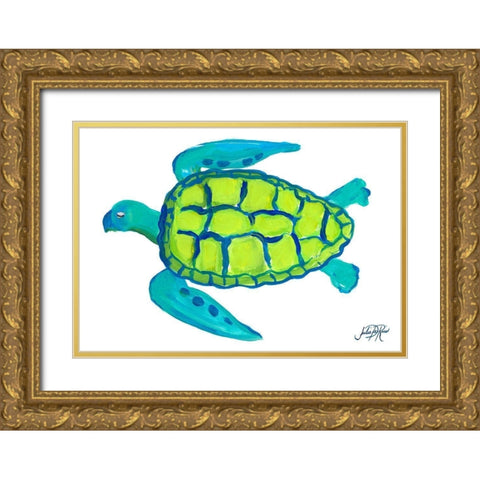 Sea Turtle I Gold Ornate Wood Framed Art Print with Double Matting by DeRice, Julie