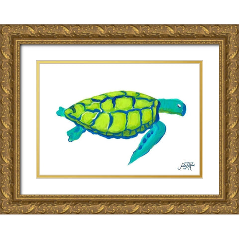 Sea Turtle II Gold Ornate Wood Framed Art Print with Double Matting by DeRice, Julie