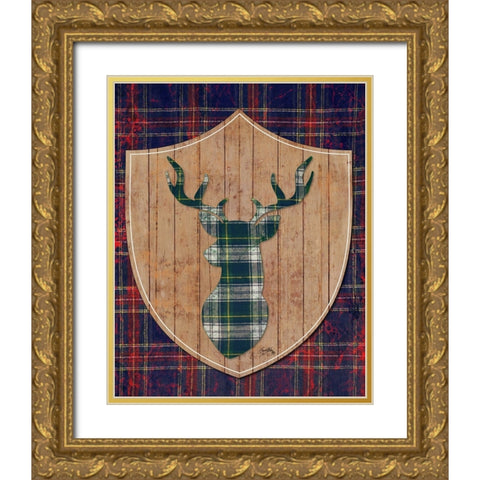 Tartan Shield On Plaid II Gold Ornate Wood Framed Art Print with Double Matting by Medley, Elizabeth