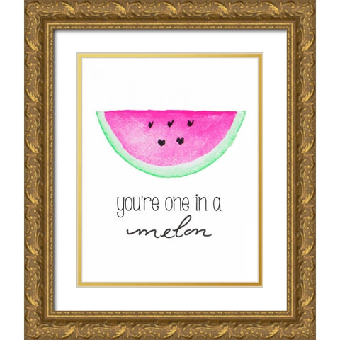 Youre One in a Melon Gold Ornate Wood Framed Art Print with Double Matting by Papa, Kat