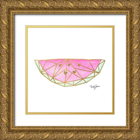 Origami Watermelon Gold Ornate Wood Framed Art Print with Double Matting by James, Nola