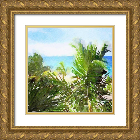 Watercolor Vero Beach Gold Ornate Wood Framed Art Print with Double Matting by James, Nola