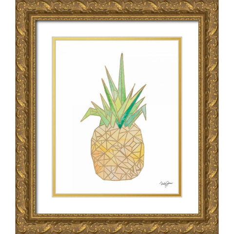 Origami Pineapple Gold Ornate Wood Framed Art Print with Double Matting by James, Nola