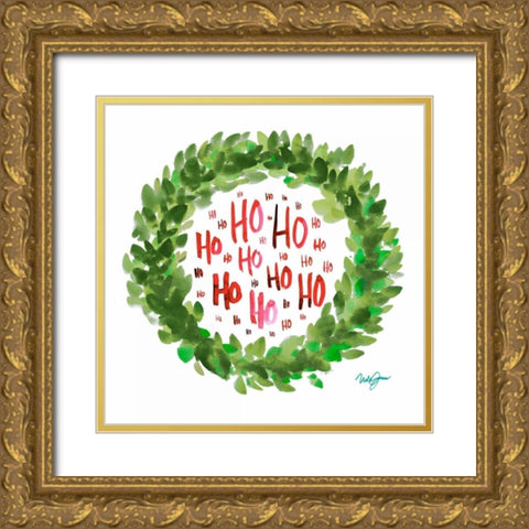 Jolly Wreath Gold Ornate Wood Framed Art Print with Double Matting by James, Nola