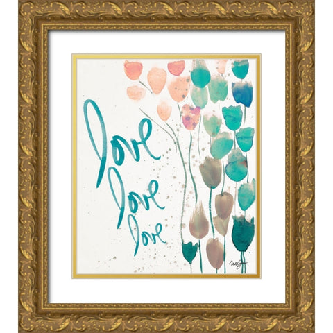 Ballooned Love Gold Ornate Wood Framed Art Print with Double Matting by James, Nola