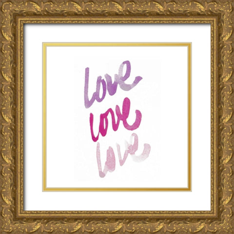 Love Times 3 Gold Ornate Wood Framed Art Print with Double Matting by James, Nola