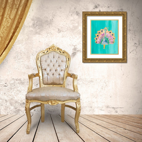 Bright Origami IV Gold Ornate Wood Framed Art Print with Double Matting by James, Nola