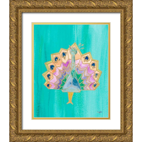 Bright Origami IV Gold Ornate Wood Framed Art Print with Double Matting by James, Nola