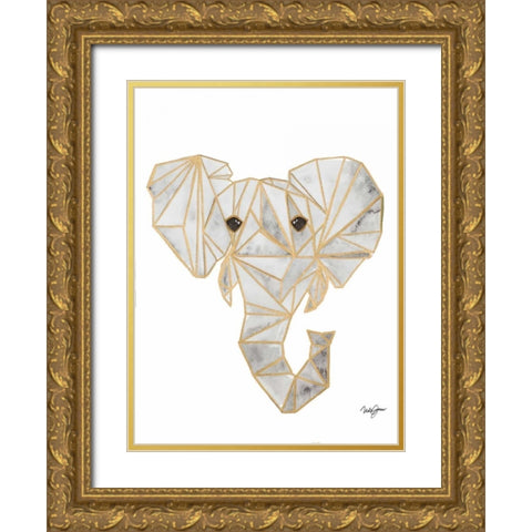 Retro Elephant Rectangle Gold Ornate Wood Framed Art Print with Double Matting by James, Nola