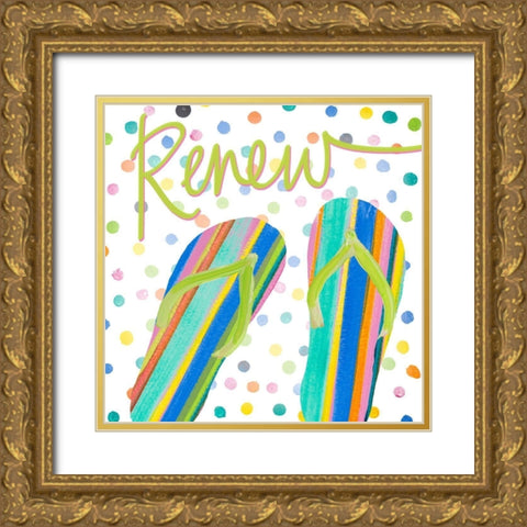 Flip Flop Retreat II Gold Ornate Wood Framed Art Print with Double Matting by DeRice, Julie