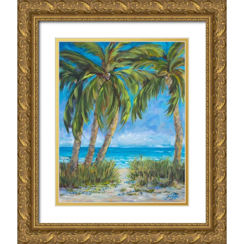Tropical Paradise Gold Ornate Wood Framed Art Print with Double Matting by DeRice, Julie